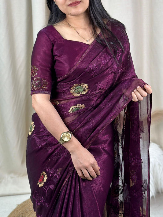 Magenta Sitara chiffon sare