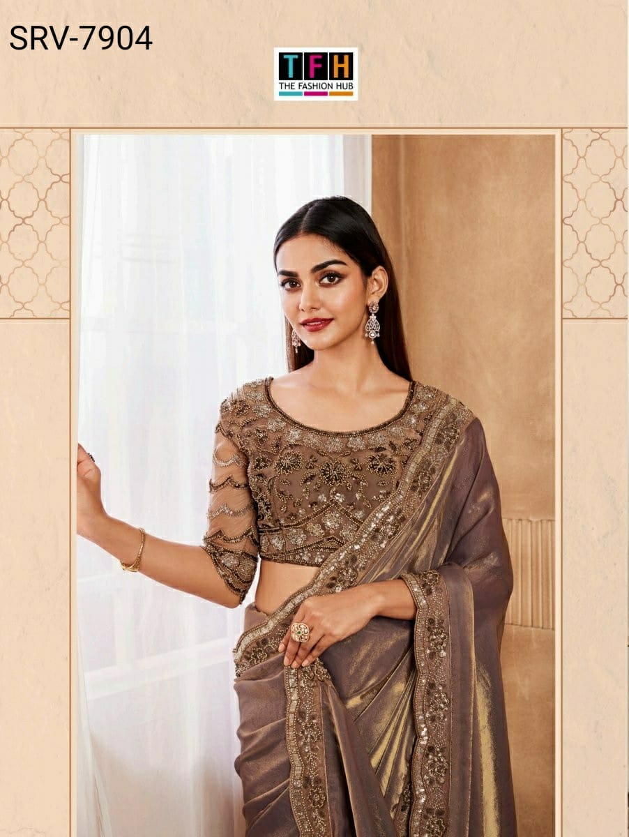 Coffee Brown designer saree