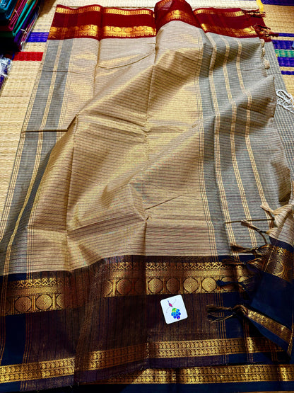 Ganga Jamuna border pure kanchi cotton saree in check