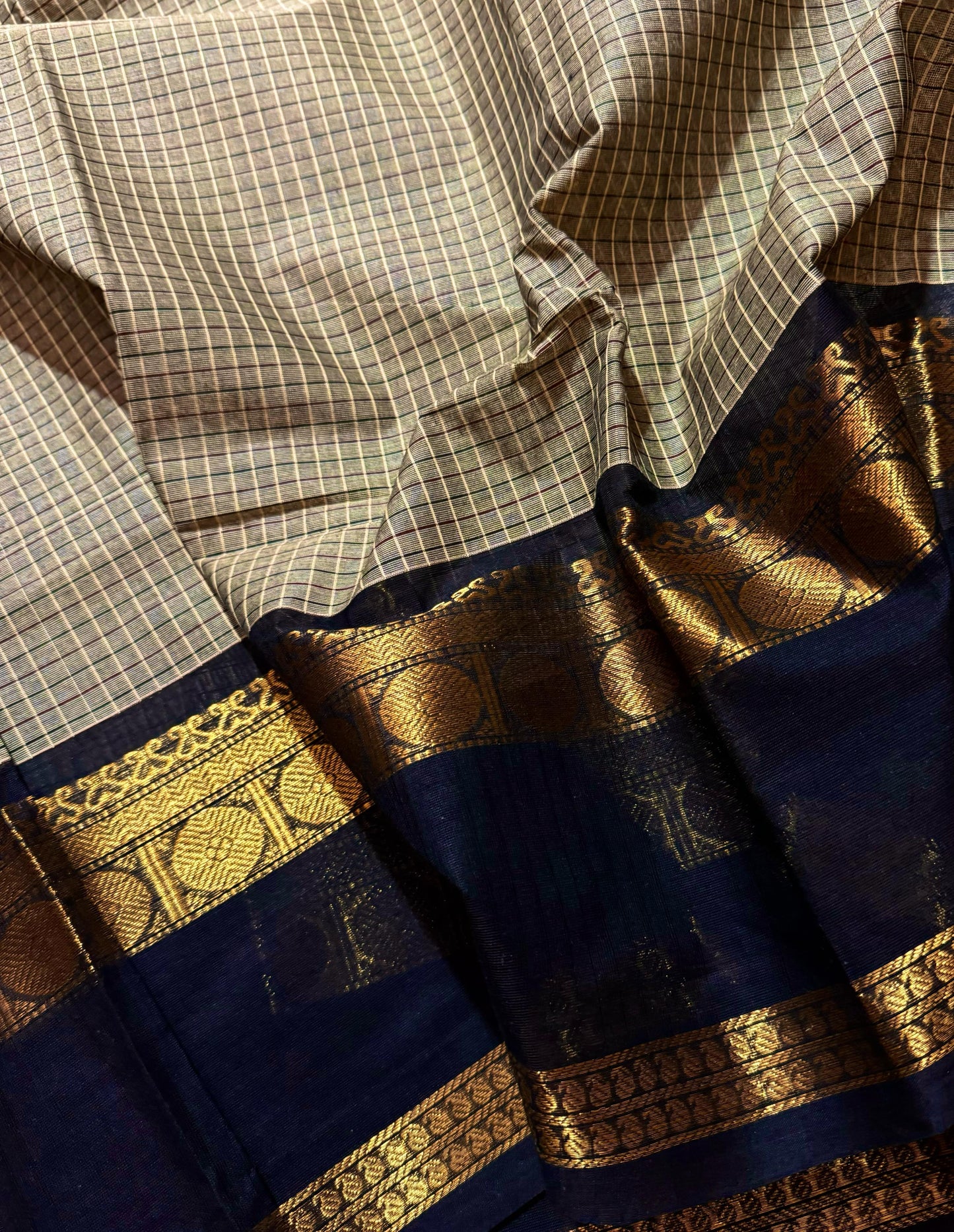 Ganga Jamuna border pure kanchi cotton saree in check
