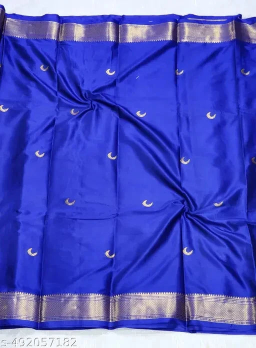 Traditional Kadiyal Paithani soft silk saree - Majestic Blue