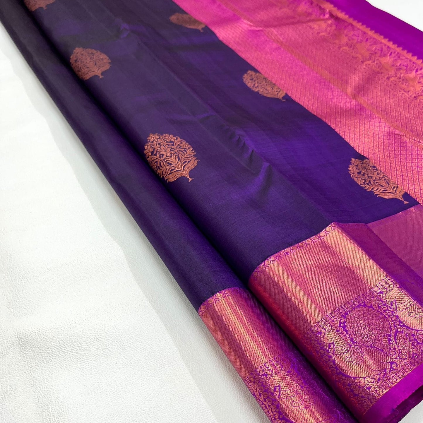 Navy blue kanchipuram bridal silk saree - wedding silk - pure silk saree - silk mark certified, saree for women in uk