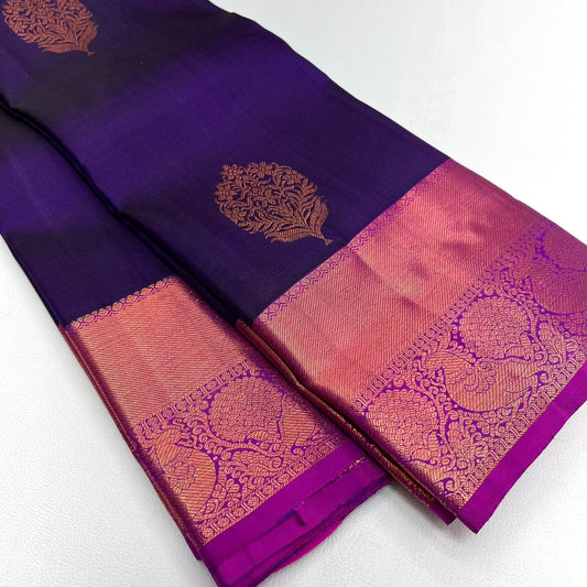 Navy blue kanchipuram bridal silk saree - wedding silk - pure silk saree - silk mark certified, saree for women in uk