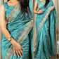 Cut work visca slub silk saree