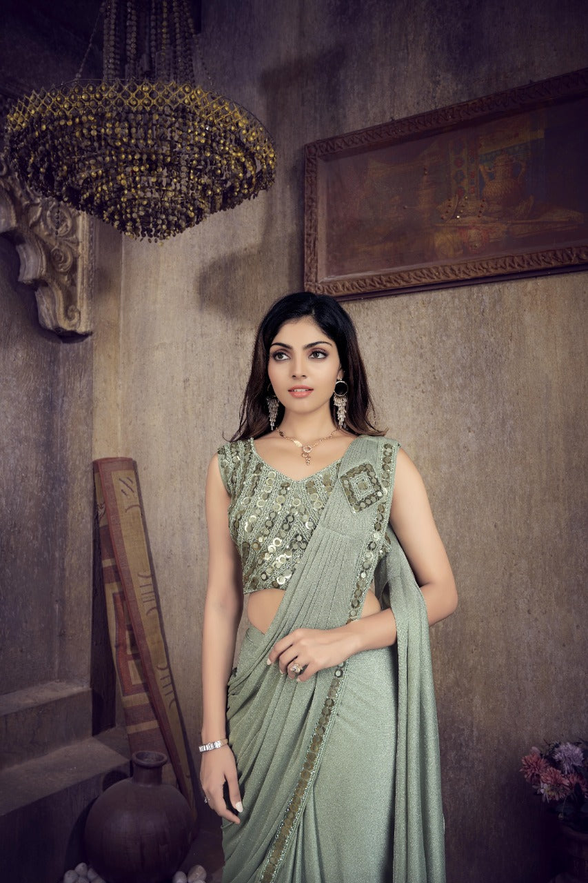 Metallic Shimmer Ready to wear saree Saree - One Minute Saree, ready to wear sarees, party wear saree