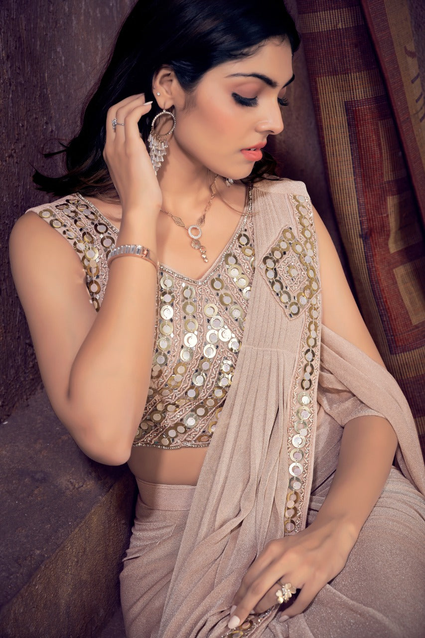 Metallic Shimmer Ready to wear saree Saree - One Minute Saree, ready to wear sarees, party wear saree