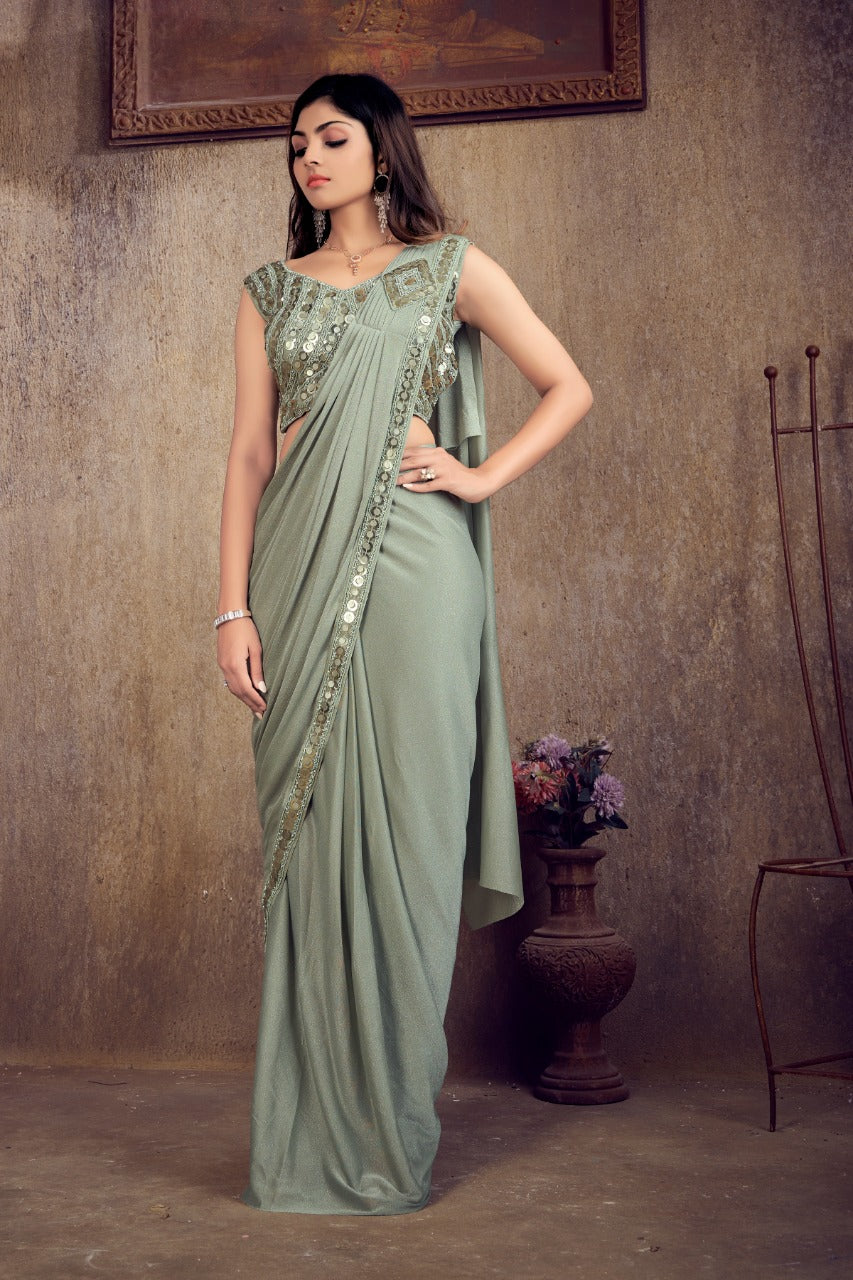 Metallic Shimmer Ready to wear saree Saree - One Minute Saree, ready to wear sarees, party wear saree