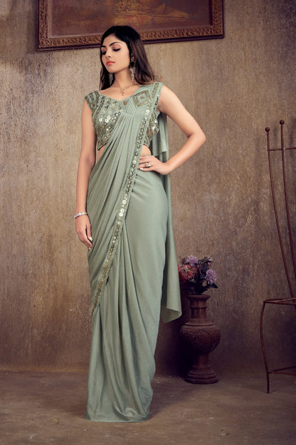 Metallic Shimmer Ready to wear saree Saree - One Minute Saree, ready to wear sarees, party wear saree