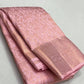 Llight onion pink bridal saree - wedding silk - soft silk saree - beige saree for women - silk mark certified - bridal saree