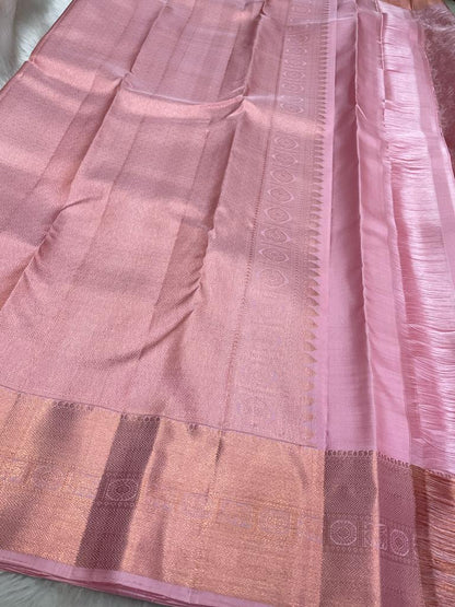 Llight onion pink bridal saree - wedding silk - soft silk saree - beige saree for women - silk mark certified - bridal saree