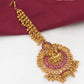 Matte finishing premium quality kemp stone handmade hanging work hair tikka set Tikka, gold Mangtikka, indian Jewllery for Wedding