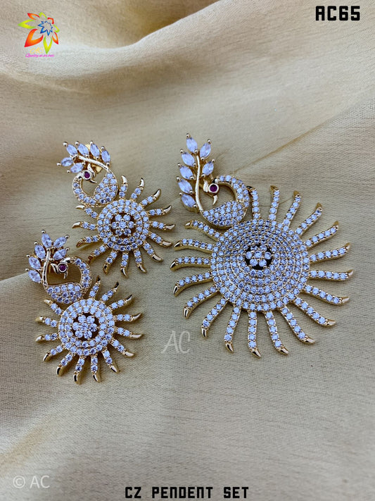 Ready stock Pendent set CZ Indian necklace set with earrings Indian Jewellery | Indian Jewellery