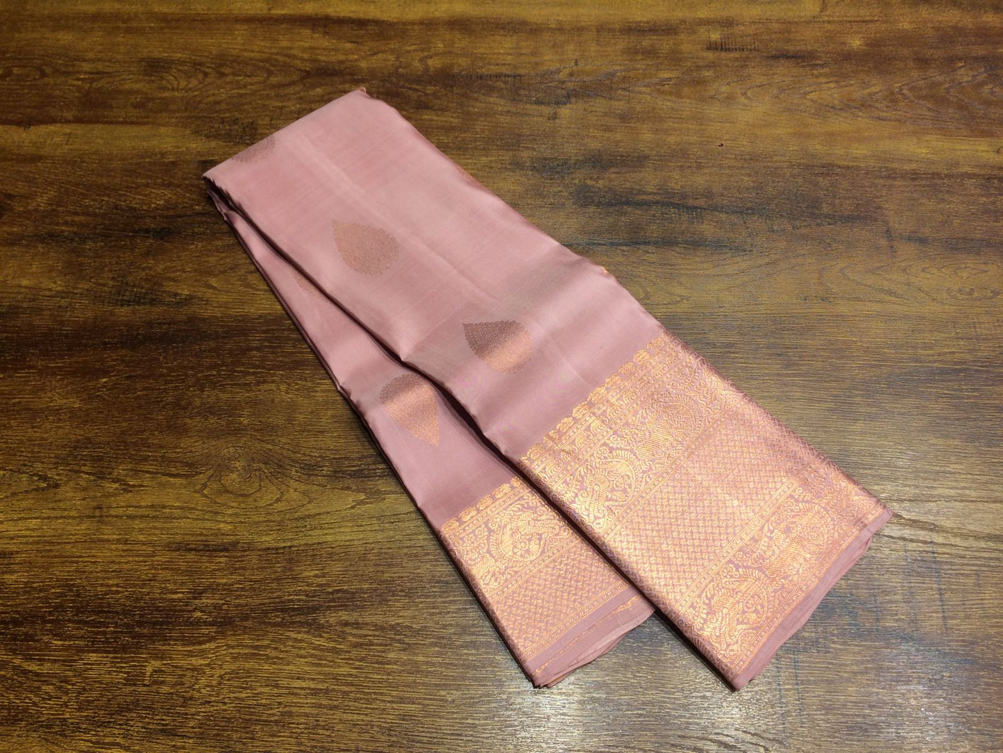 Pure Kanchivaram - silk Rose copper border saree - wedding silk - soft silk saree - Kanchipuram silk saree - silk mark certified