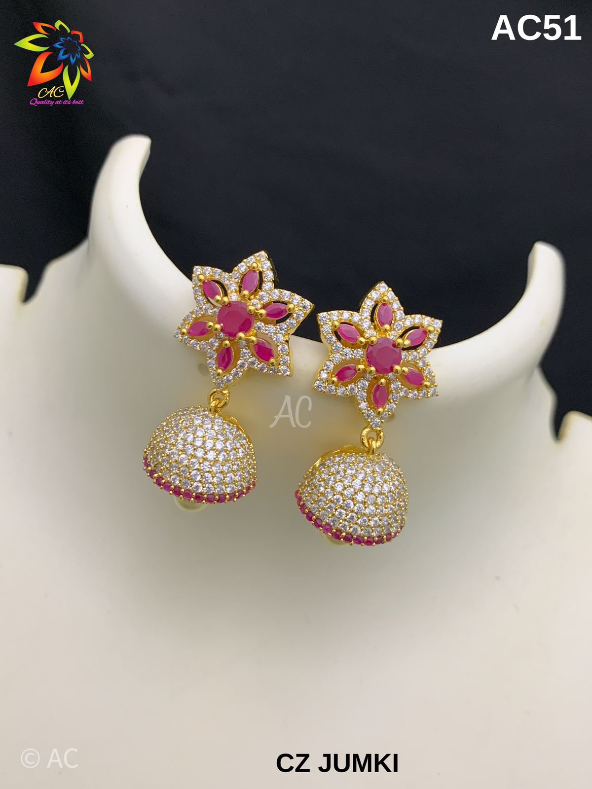 CZ gold finish small jhumka | indian Jewellery Jimiki set | Indian earrings  indian bridal jewellery
