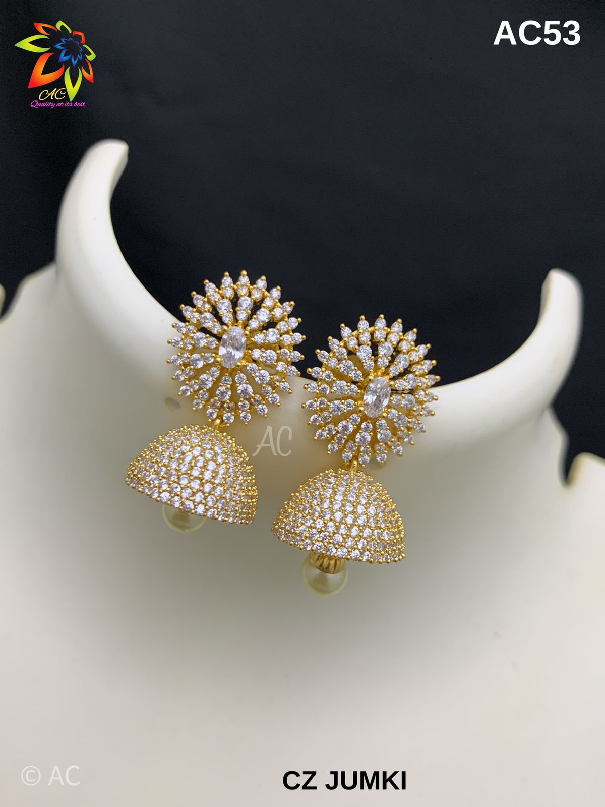 CZ gold finish small jhumka | indian Jewellery Jimiki set | Indian earrings  indian bridal jewellery