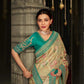 Beige and blue Dola Silk Saree