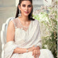 White saree Designer sequins saree in georgette - party wear saree - wedding saree, saree for women