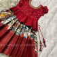 Banarasi Big Border Kalamkari lehenga Pattu pavada - kids lehenga - girls pattu pavada - maggam work pattu pavada