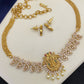 CZ Matti finish necklace set - Laxmi Pendant- high neck jewellery set, indian necklace, lehenga jewellery, necklace set with  jhumka or Jimiki