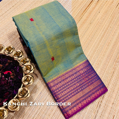 Dual tone Pure cotton big border saree -  light weight - saree for women in uk