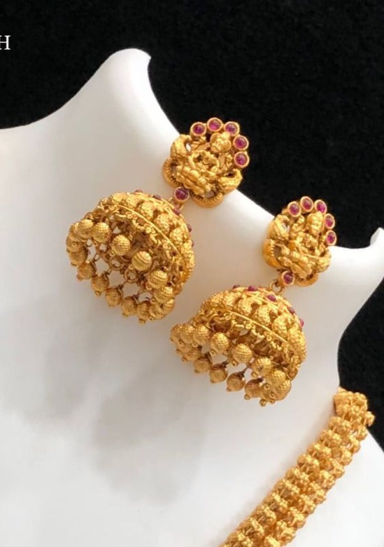 Long harem 22 long Matti finished Indian herem - haar mala long necklaces with earrings jhumuka