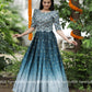 Blue Ombre Indian Gown - Long party dresses