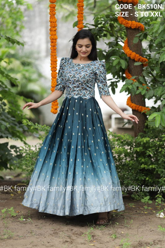 Blue Ombre Indian Gown - Long party dresses