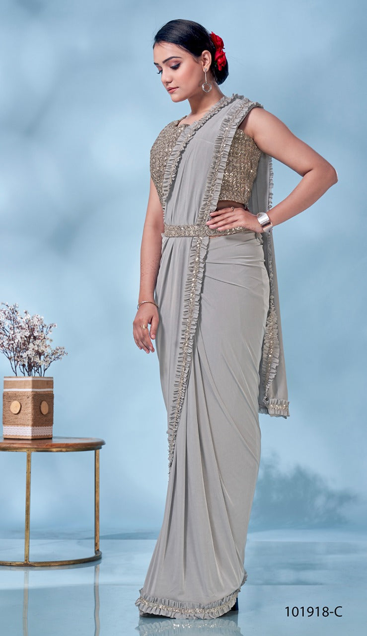 Ruffle - One Minute Saree, ready to wear sarees, party wear saree, saree for Christmas