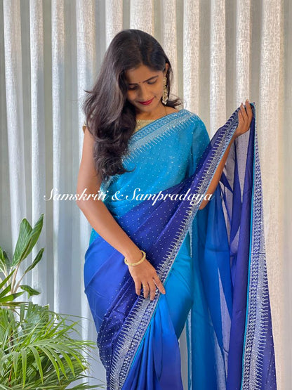 Cocktail party sarees with rich swaroski work Designer saree, party wear, wedding wear saree, luxury designer saree