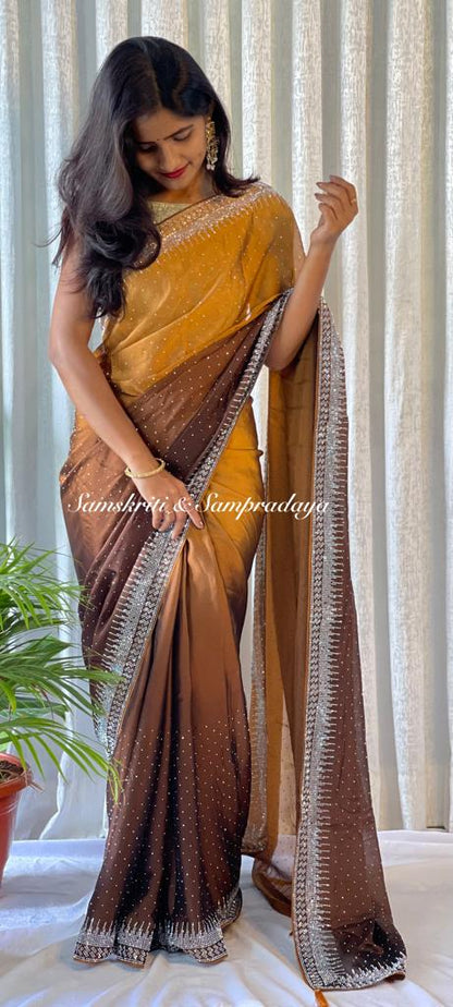 Cocktail party sarees with rich swaroski work Designer saree, party wear, wedding wear saree, luxury designer saree