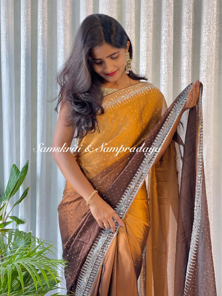 Cocktail party sarees with rich swaroski work Designer saree, party wear, wedding wear saree, luxury designer saree