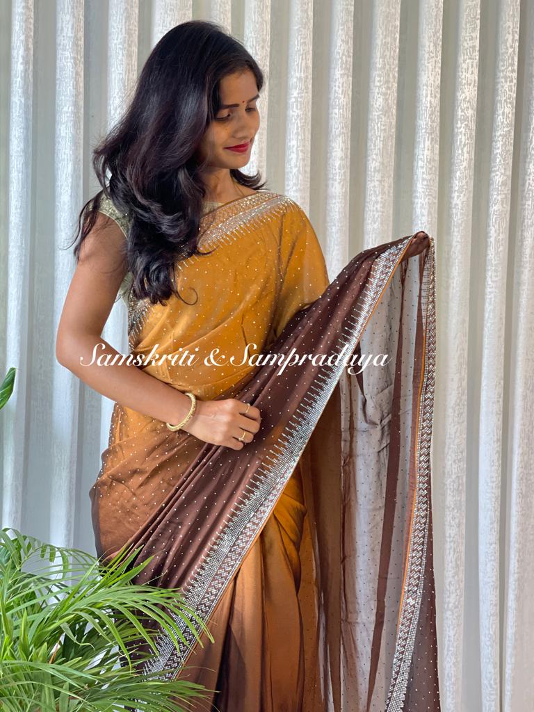 Cocktail party sarees with rich swaroski work Designer saree, party wear, wedding wear saree, luxury designer saree