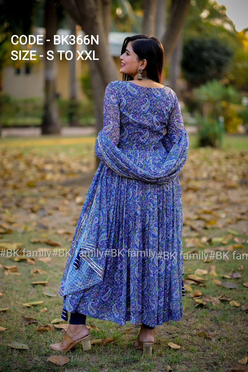 gorgeous Azure Blue Dress- indian party Anarkali shalwar