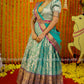 Turquoise Pattu dress - lehenga dress - Pattu Gown