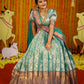 Turquoise Pattu dress - lehenga dress - Pattu Gown