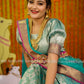 Turquoise Pattu dress - lehenga dress - Pattu Gown
