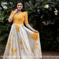 Mustard shibbori pattern Maxi dress - indian party Gown