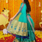 Charming Vivid Green Ikkat Pattu dress - lehenga dress - Pattu Gown