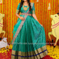 Charming Vivid Green Ikkat Pattu dress - lehenga dress - Pattu Gown