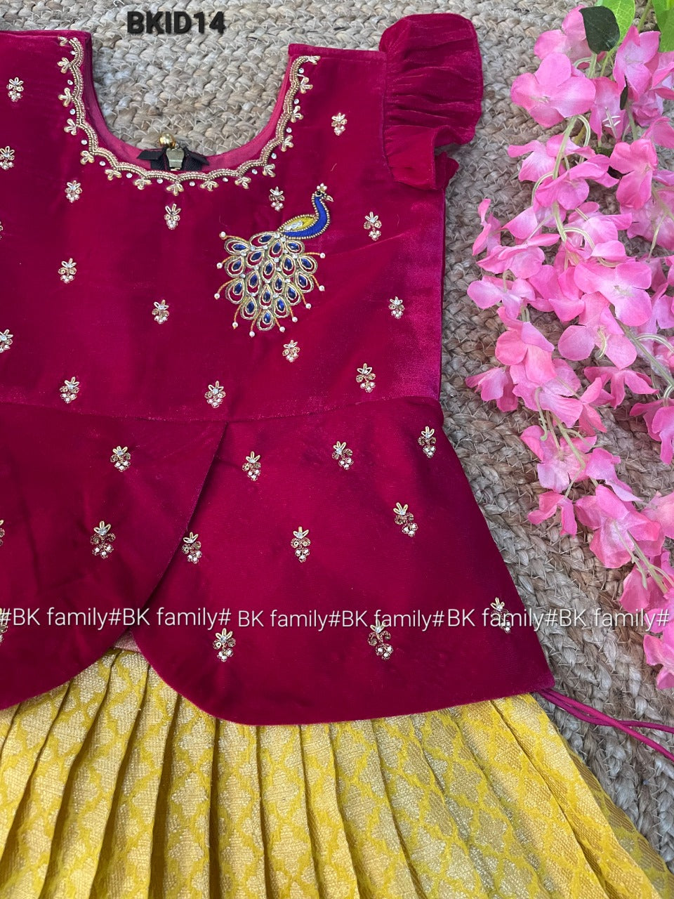 6 to 11 years Girls lehenga Pattu pavada - kids lehenga - girls pattu pavada - maggam work pattu pavada