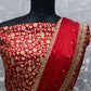 Read and off white Pattu lehenga suit - Unstitched.