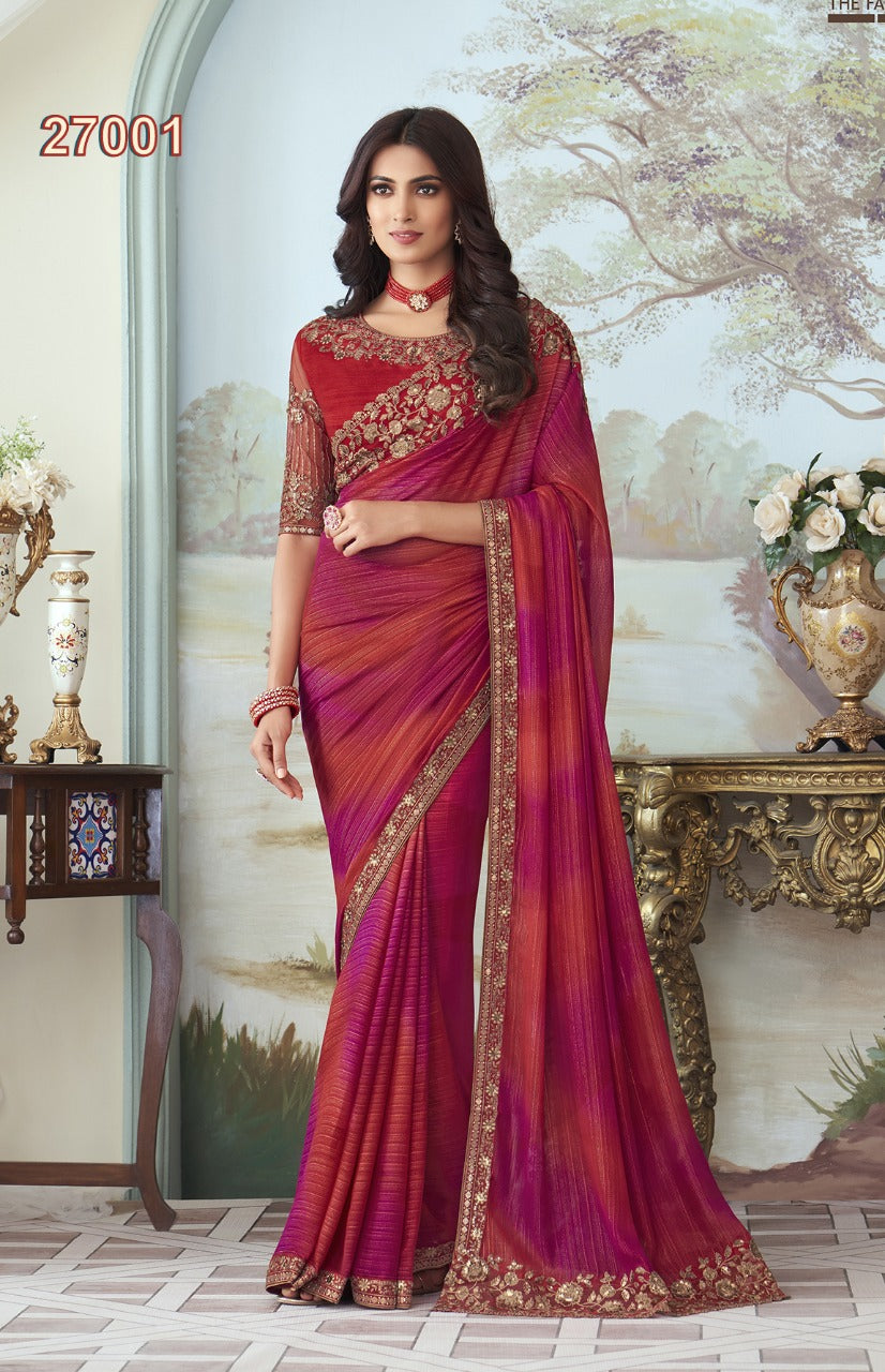 Party wear saree with desginer blouse - Wedding wear fancy saree