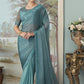 Turquoise Party wear saree with desginer blouse - Wedding wear fancy saree