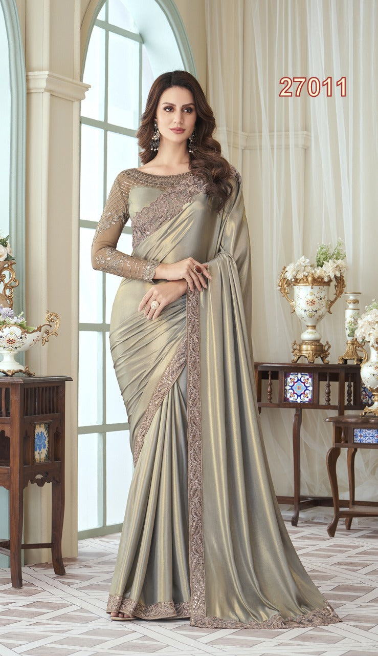 Party wear saree with desginer blouse - Wedding wear fancy saree