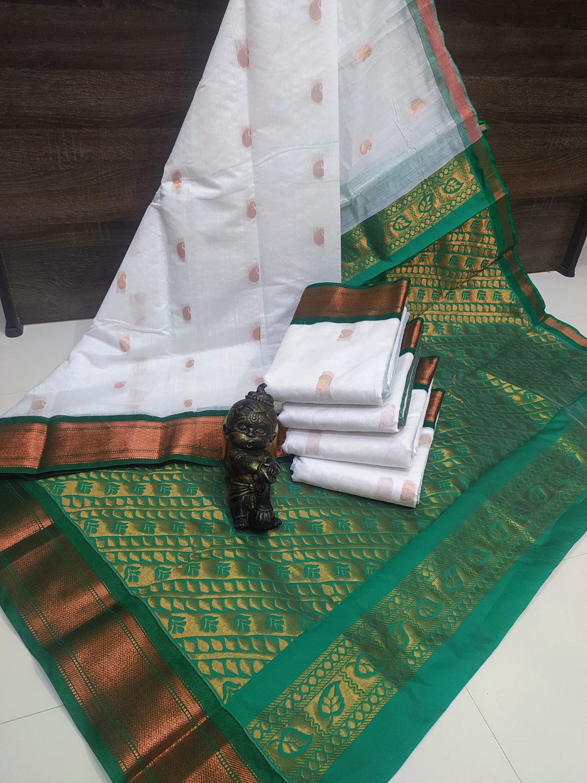 Uppada rich cotton silk saree - copper border