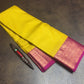 Sandalwood yellow with magenta handloom pattu sareee
