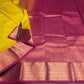 Sandalwood yellow with magenta handloom pattu sareee