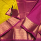 Sandalwood yellow with magenta handloom pattu sareee