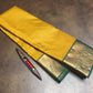 Handloom pattu sareee - Mustard yellow with green