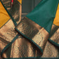 Handloom pattu sareee - Mustard yellow with green